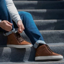 Marty High Top Tan Leather Sneakers