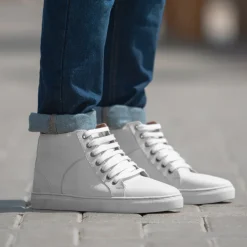 Marty High Top White Leather Sneakers