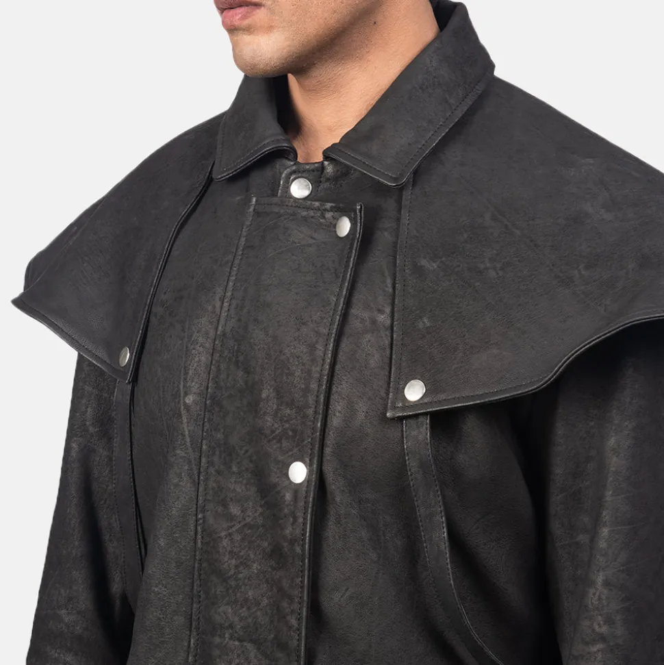 Maverick Black Leather Duster