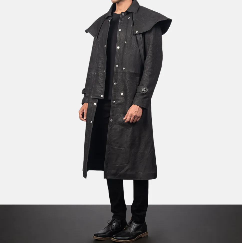 Maverick Black Leather Duster