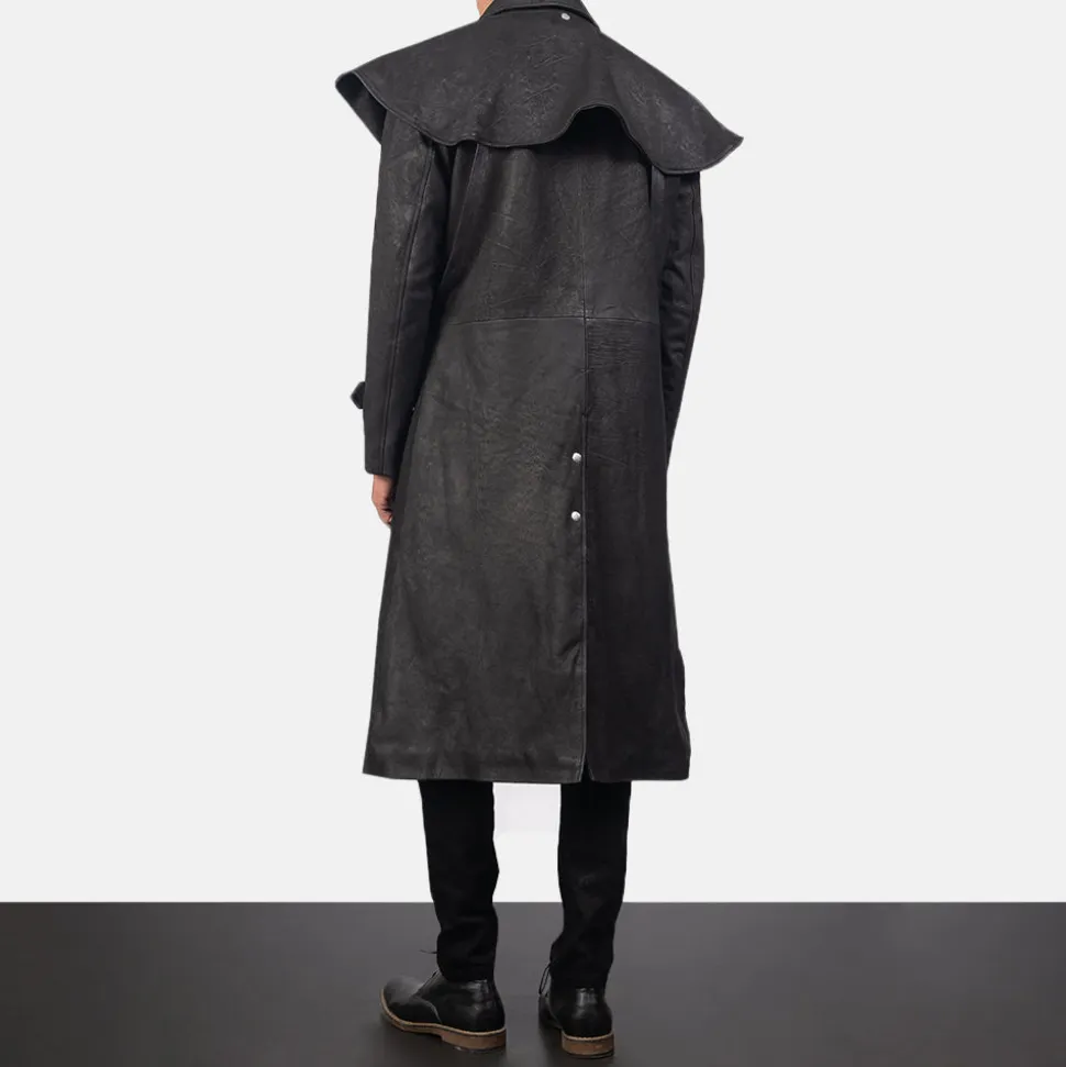 Maverick Black Leather Duster