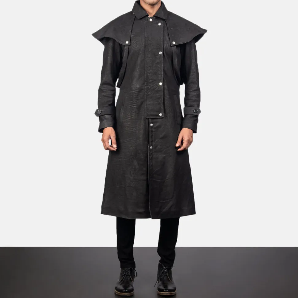 Maverick Black Leather Duster