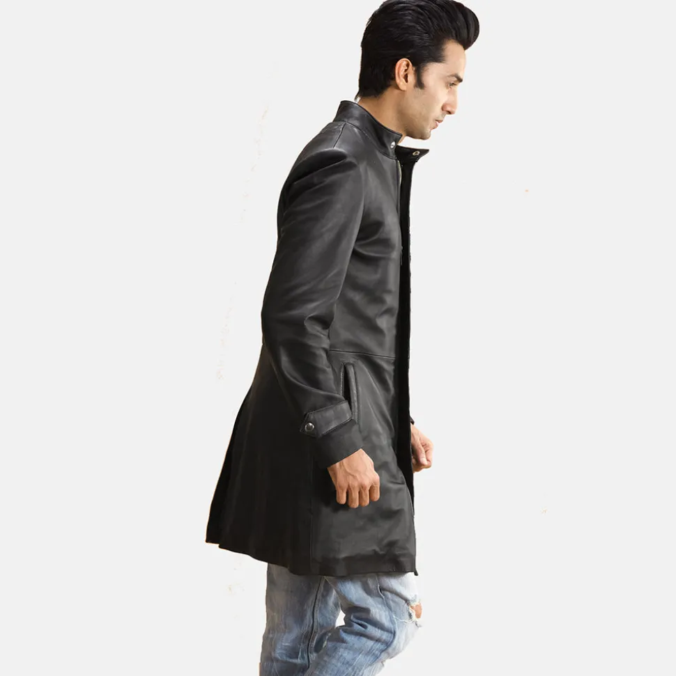 Midlander Quilted Black Leather Coat