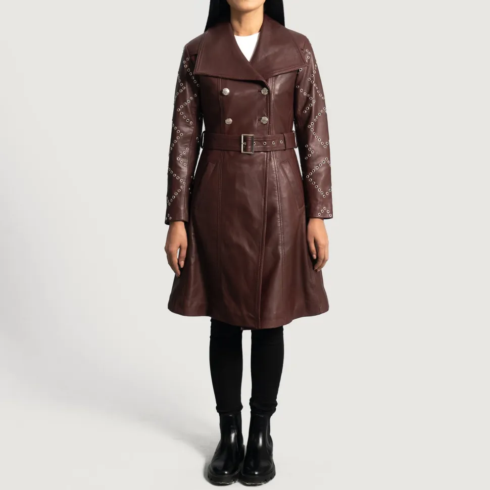 Missoni Maroon Leather Trench Coat