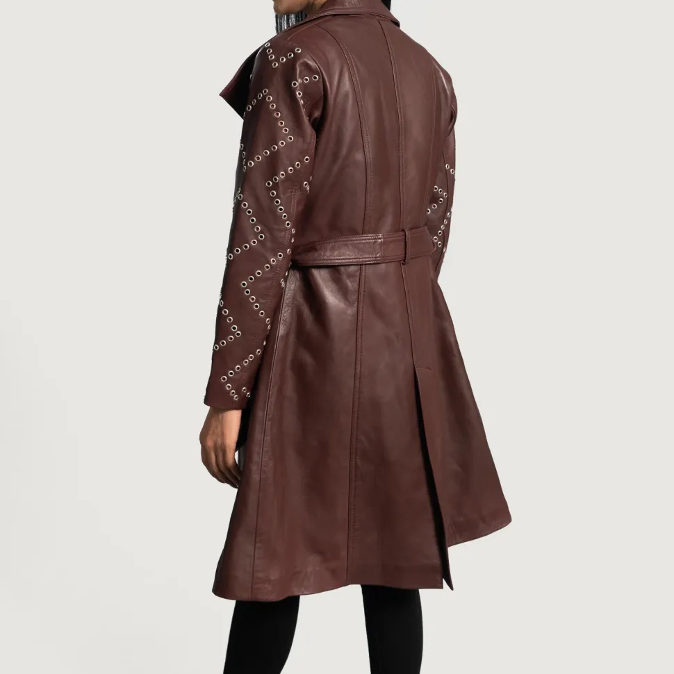 Missoni Maroon Leather Trench Coat