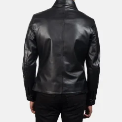 Mod Black Leather Peacoat