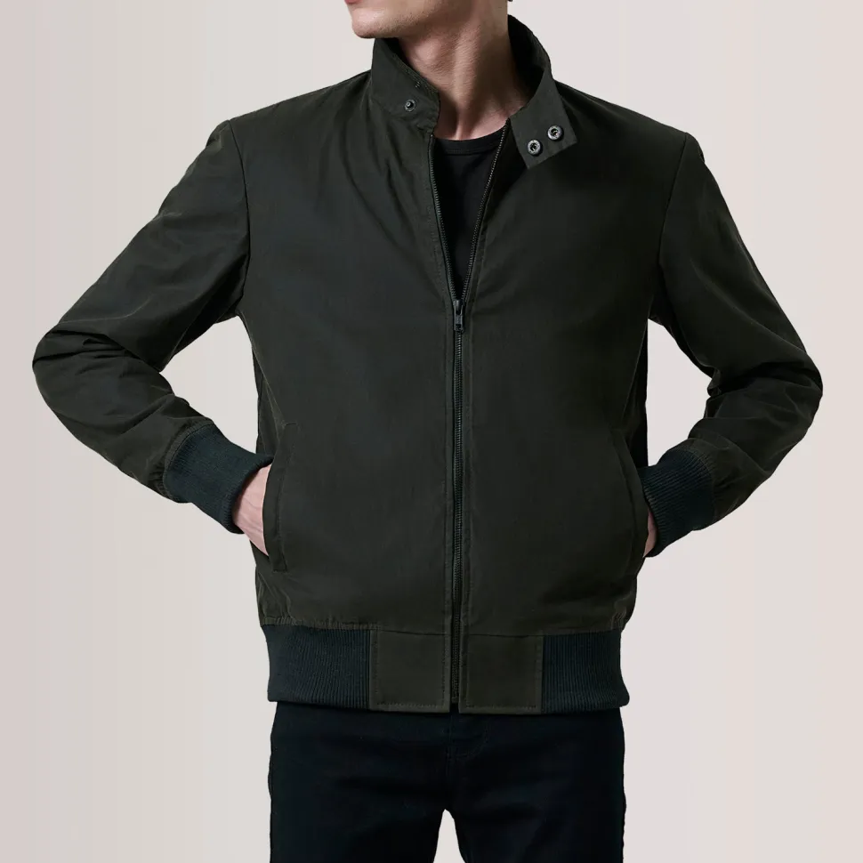 Morrison Olive Canvas Bomber Jacket