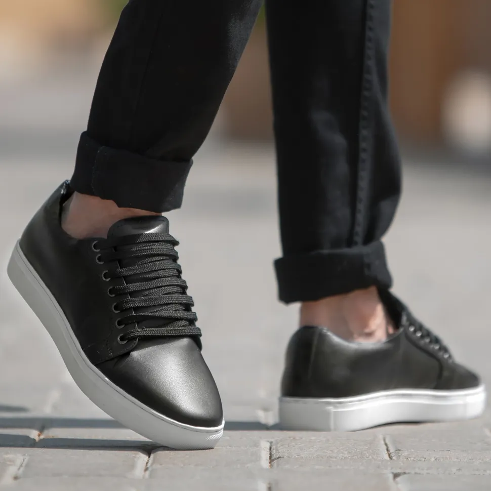 Murphy Low Top Black Leather Sneakers