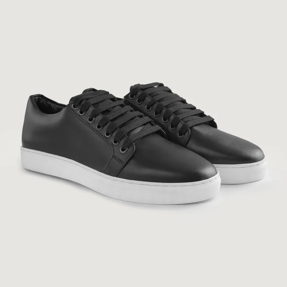 Murphy Low Top Black Leather Sneakers