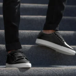 Murphy Low Top Black Leather Sneakers