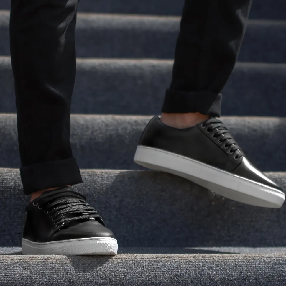 Murphy Low Top Black Leather Sneakers