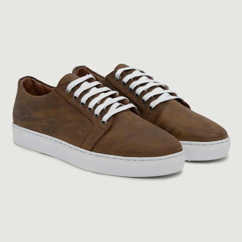 Murphy Low Top Burnt Copper Pullup Leather Sneakers