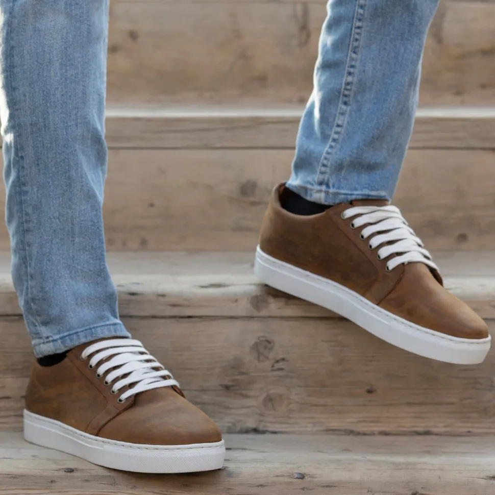 Murphy Low Top Burnt Copper Pullup Leather Sneakers