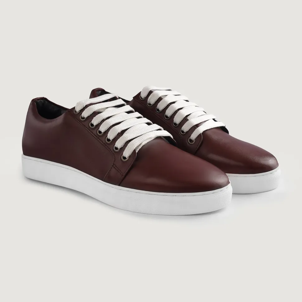 Murphy Low Top Maroon Leather Sneakers