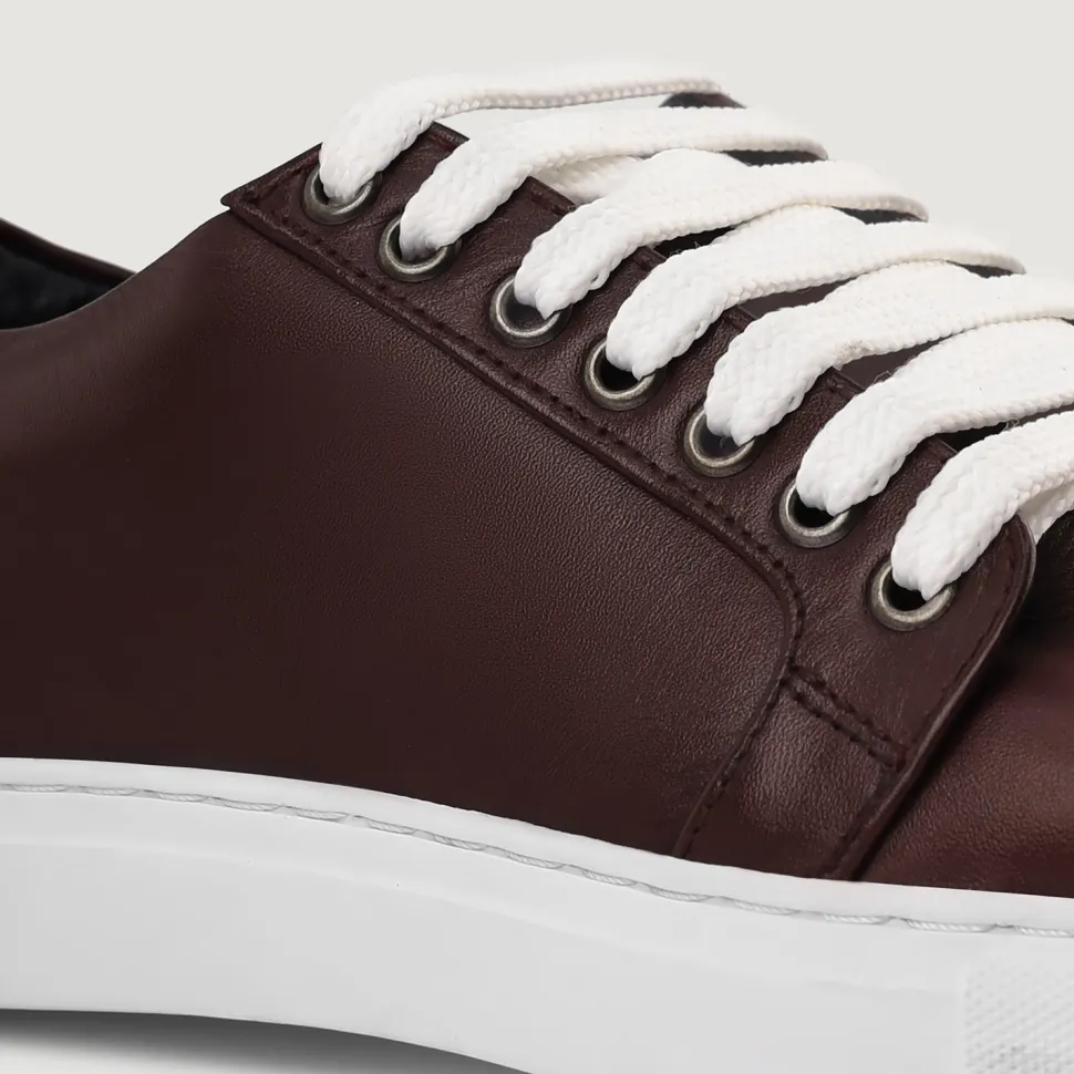 Murphy Low Top Maroon Leather Sneakers