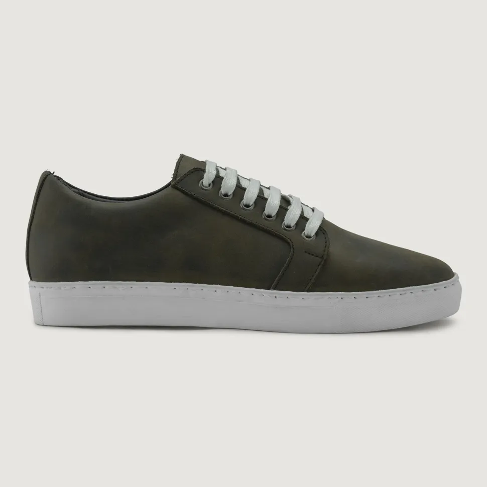 Murphy Low Top Olive Pullup Leather Sneakers