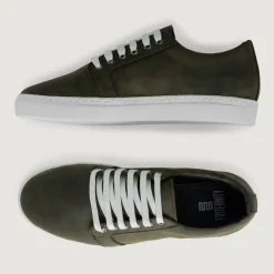 Murphy Low Top Olive Pullup Leather Sneakers