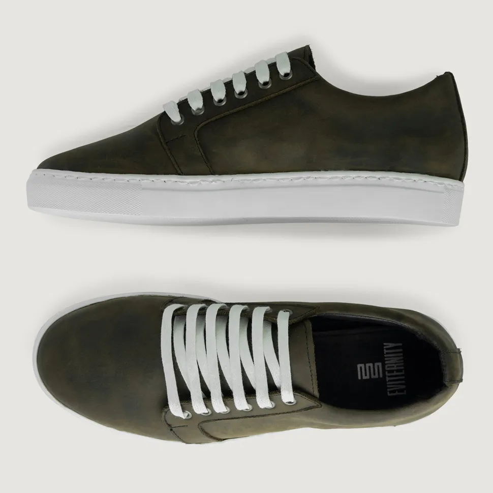 Murphy Low Top Olive Pullup Leather Sneakers