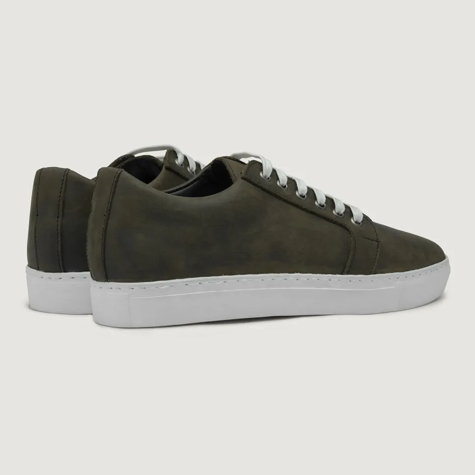 Murphy Low Top Olive Pullup Leather Sneakers