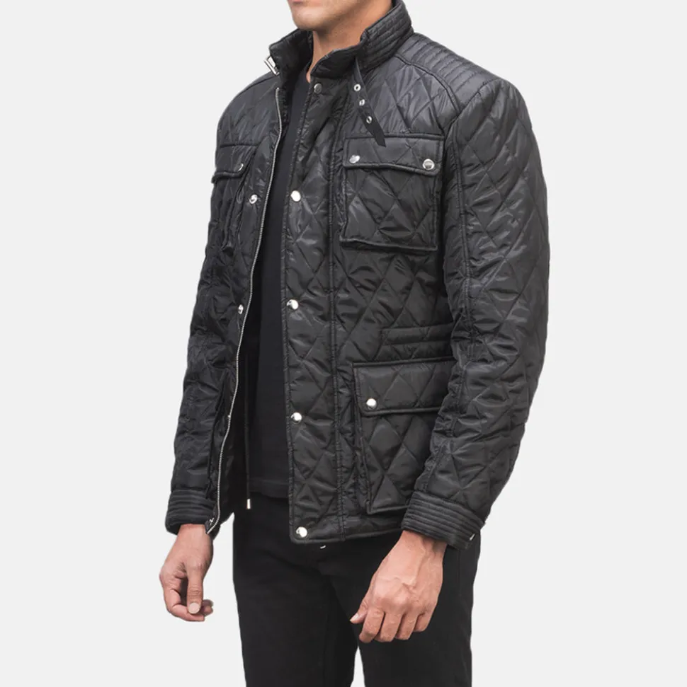 Nelson Quilted Black Windbreaker Jacket