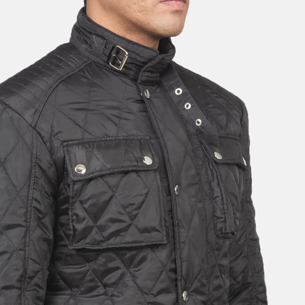 Nelson Quilted Black Windbreaker Jacket