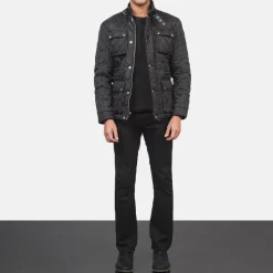 Nelson Quilted Black Windbreaker Jacket