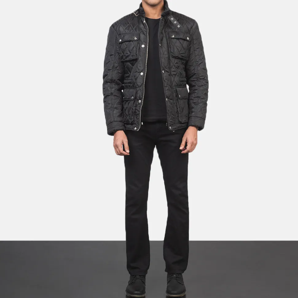 Nelson Quilted Black Windbreaker Jacket