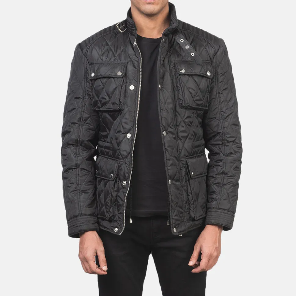 Nelson Quilted Black Windbreaker Jacket