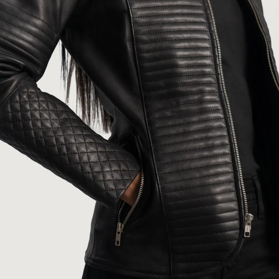 Nexi Quilted Black Leather Jacket