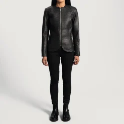 Nexi Quilted Black Leather Jacket