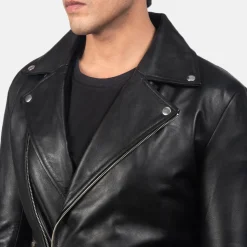 Noah Black Leather Biker Jacket