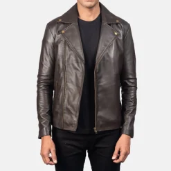 Noah Brown Leather Biker Jacket