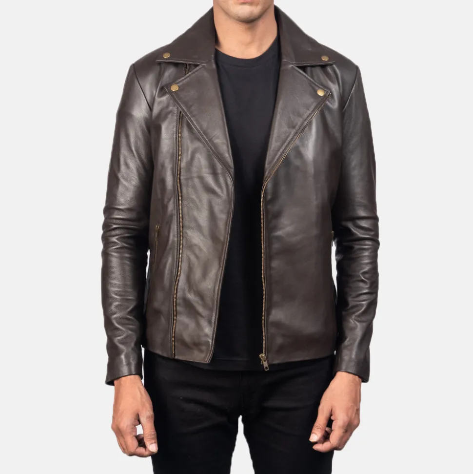 Noah Brown Leather Biker Jacket