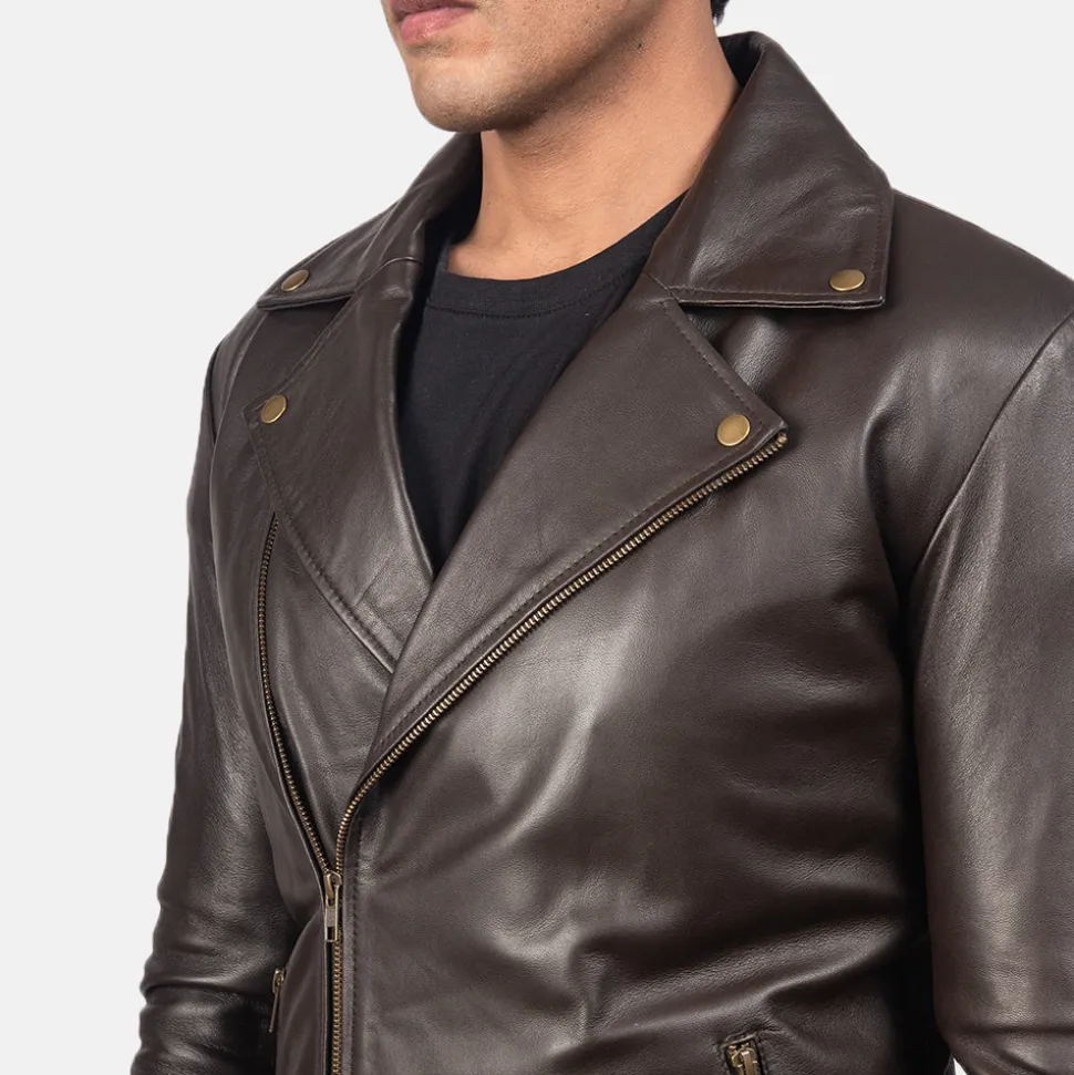 Noah Brown Leather Biker Jacket