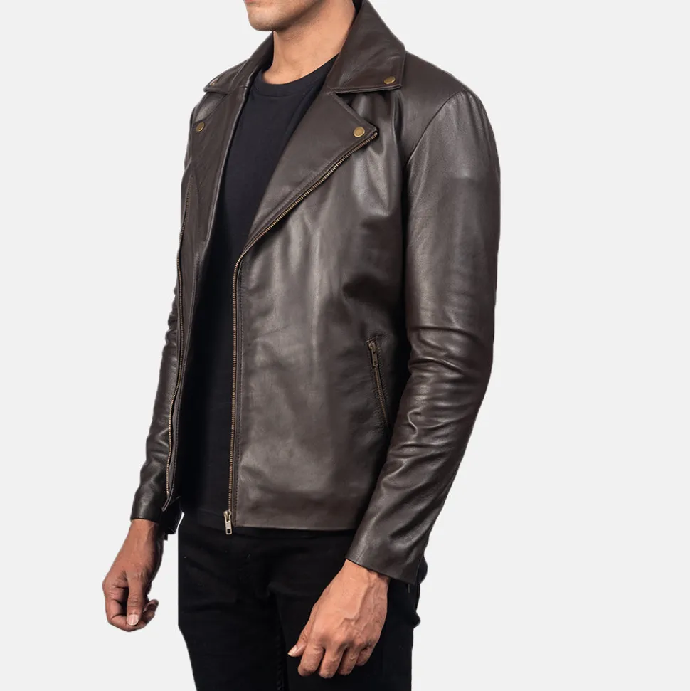 Noah Brown Leather Biker Jacket