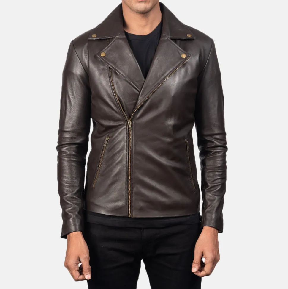 Noah Brown Leather Biker Jacket