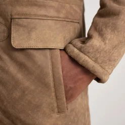 Nolan Distressed Brown Leather Duffle Coat