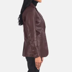 Norma Maroon Leather Blazer