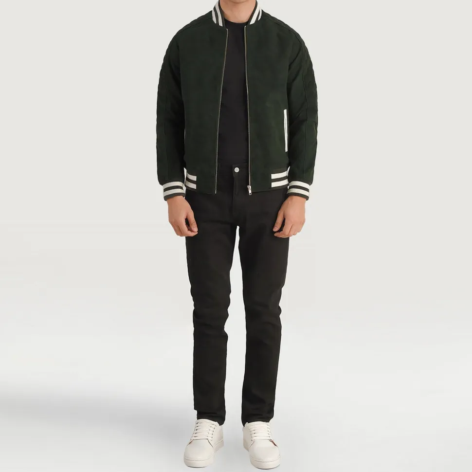 Pascal Green Suede Varsity Jacket