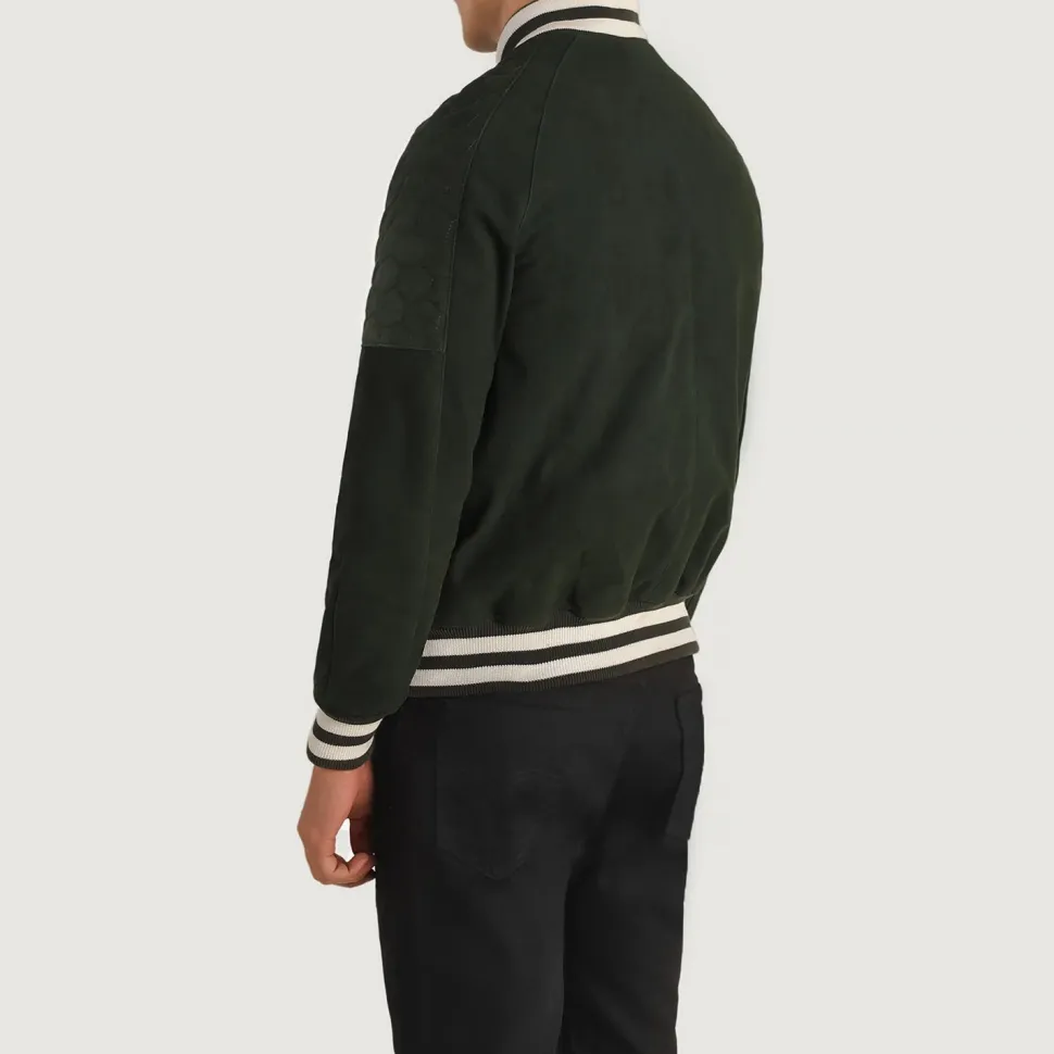 Pascal Green Suede Varsity Jacket