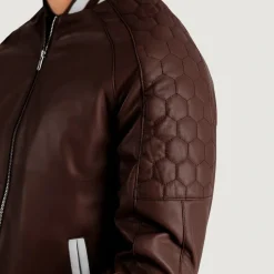 Pascal Maroon Leather Varsity Jacket