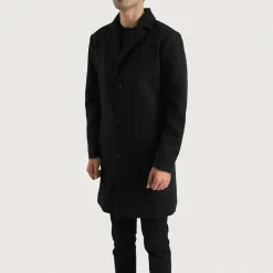 Petrillo Black Wool Single Breasted Coat