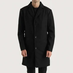 Petrillo Black Wool Single Breasted Coat
