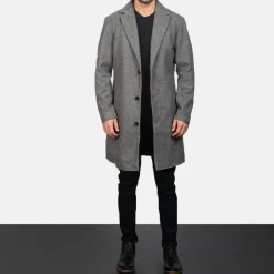 Petrillo Grey Wool Single Breasted Coat
