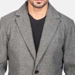 Petrillo Grey Wool Single Breasted Coat