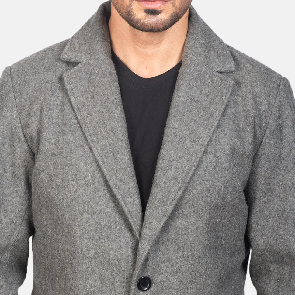 Petrillo Grey Wool Single Breasted Coat