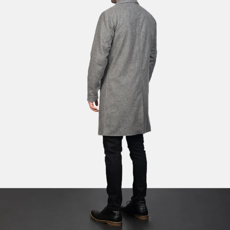 Petrillo Grey Wool Single Breasted Coat