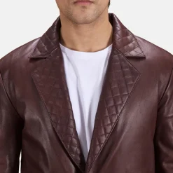 Radaron Quilted Maroon Leather Blazer