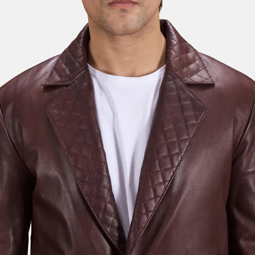 Radaron Quilted Maroon Leather Blazer