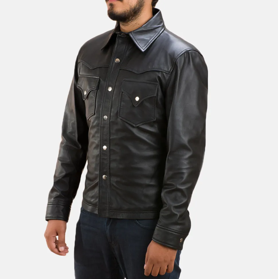 Ranchson Black Leather Shirt